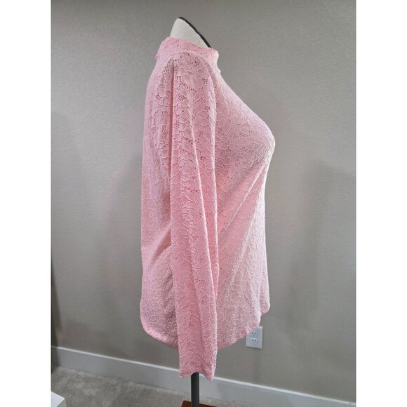 Pink Lace Long Sleeve Mock Neck Top Womens Size 2 Torrid New - Picture 4 of 5